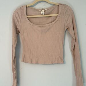 Light Beige Square Neck Ribbed H&M Top Size Small